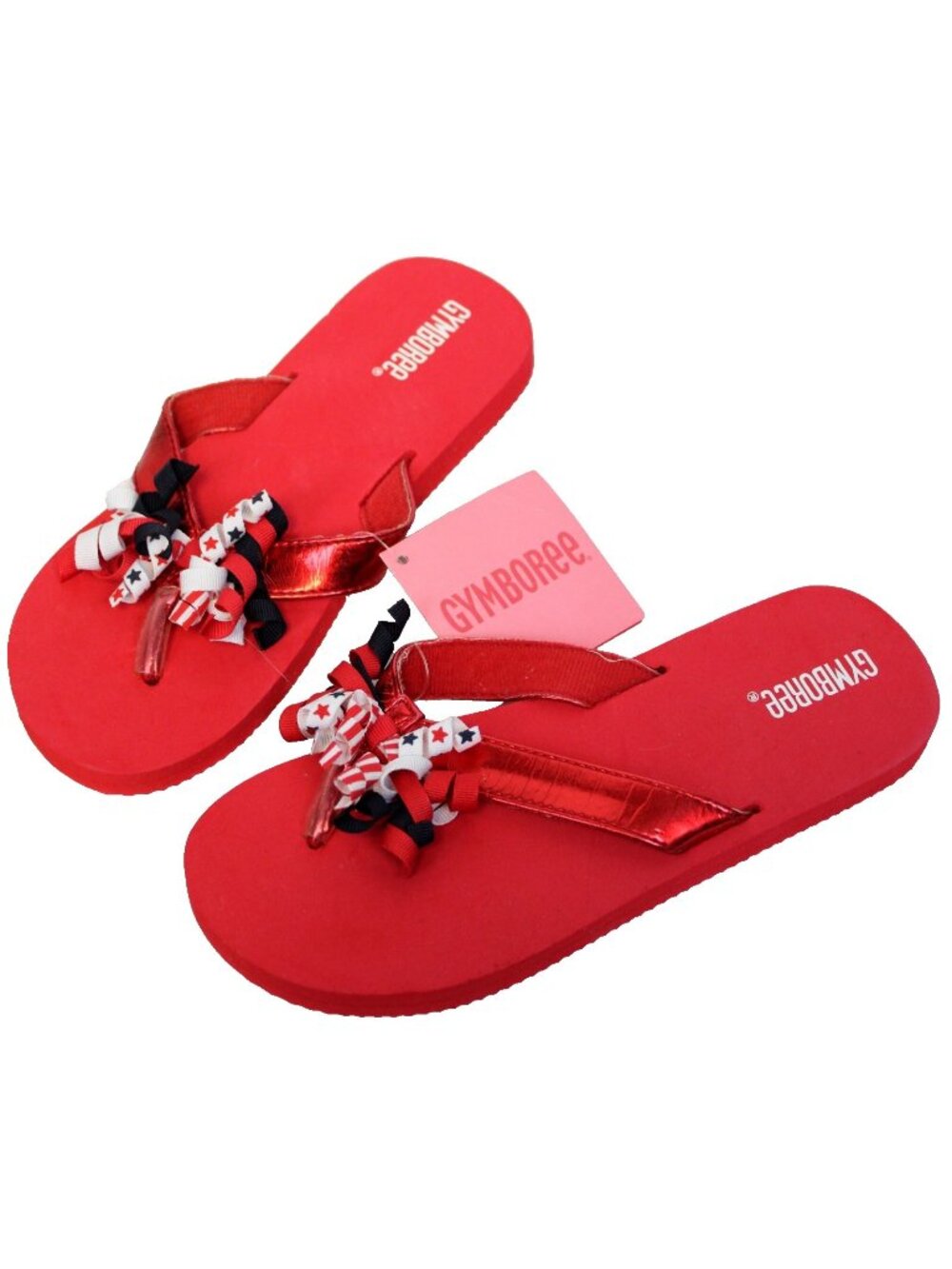 2006 Gymboree Star Spangled 4th of July Flip Flips sz 13/1 Summer Metallic Curly